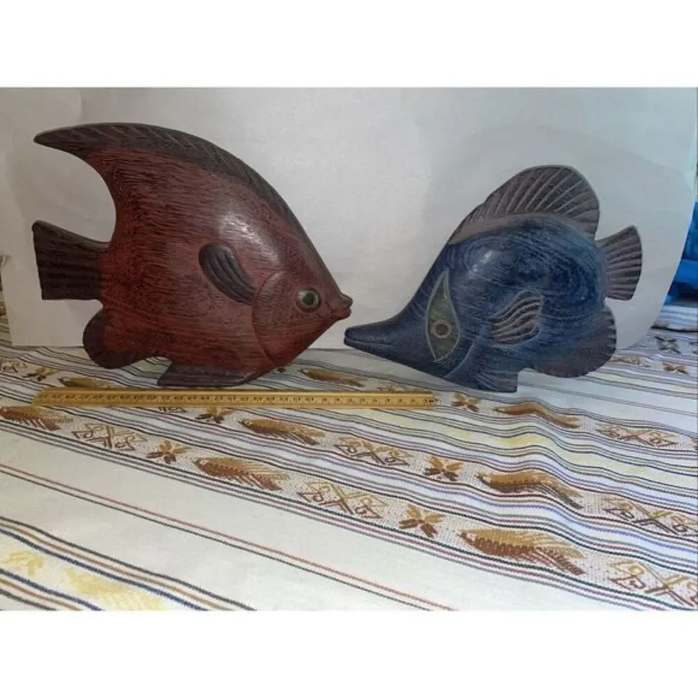 Pair Of Wood Carved Saltwater‎ Fish